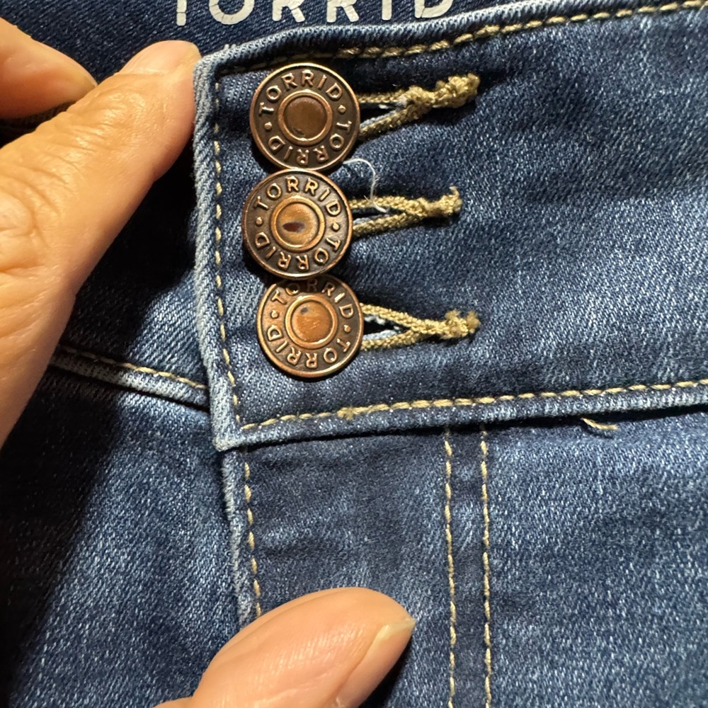 Torrid Dark Blue Distressed Skinny Jeans - Picture 2 of 3